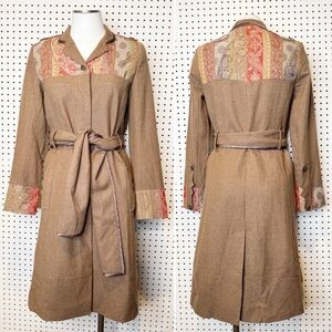 Matthew Williamson | Camel Color Wool Military Style Coat w/‎ Paisley Contrast